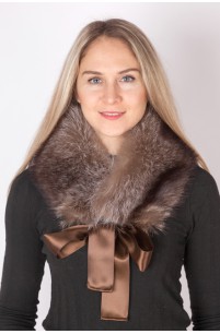 Raccoon fur collar-neck warmer